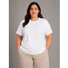 Battal Big Size Basic Tişört Bisiklet Yaka Rahat Kalıp T-Shirt - Beyaz