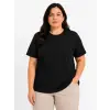Battal Big Size Basic Tişört Bisiklet Yaka Rahat Kalıp T-Shirt - Siyah