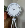 Beyaz 24 Saat Göstergeli Tripod Ayaklı Saat