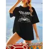 Bisiklet Yaka Baskılı T-shirt - Siyah