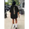 Bisiklet Yaka Baskılı T-shirt - Siyah