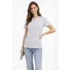 Bisiklet Yaka Tişört  Regular Kalıp Basic Pamuklu  Günlük Kullanım  T-shirt - Gri