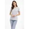 Bisiklet Yaka Tişört  Regular Kalıp Basic Pamuklu  Günlük Kullanım  T-shirt - Gri