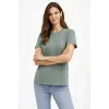 Bisiklet Yaka Tişört Regular Kalıp Basic Pamuklu Günlük Kullanım T-shirt - Mint Yeşili