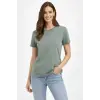 Bisiklet Yaka Tişört Regular Kalıp Basic Pamuklu Günlük Kullanım T-shirt - Mint Yeşili