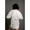 Bisiklet Yakalı Sırt Baskılı Oversize T-Shirt - Beyaz