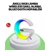 Bluetooth Hoparlörlü Rgb Atmosfer Lambası Kablosuz Şarj Ve Saat Özellikli