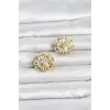 Çiçek Model Zirkon Taşlı Düğme veya Manşet Broşu