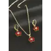 Çiçek Taşlı Set Kolye