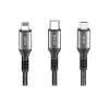 Dc62 3in1 Type-c To 60w Type-c / 12w Lightning / 15w Micro 1.2m Hızlı Şarj Kablo - Siyah