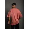 Erkek 24/1 Düz A Kalite Oversize T-shirt - Gül Kurusu