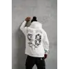 Erkek 98 Baskılı Kapşonlu Sweat - Beyaz