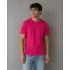 Erkek Basic Pamuklu Tişört Bisiklet Yaka Düz Renk Regular Fit T-Shirt - Fuşya