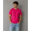 Erkek Basic Pamuklu Tişört Bisiklet Yaka Düz Renk Regular Fit T-Shirt - Fuşya