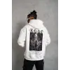 Erkek Baskılı Kapüşonlu Sweat - Beyaz