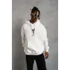 Erkek Baskılı Kapüşonlu Sweat - Beyaz