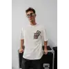 Erkek Baskılı Oversize T-shirt - Beyaz