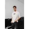Erkek Baskılı Oversize T-shirt - Beyaz