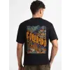 Erkek Baskılı Oversize T-shirt - Siyah
