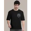 Erkek Baskılı Oversize T-shirt - Siyah