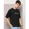 Erkek Baskılı Oversize T-shirt - Siyah