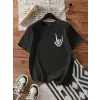 Erkek Baskılı Oversize T-shirt - Siyah