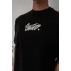 Erkek Baskılı Oversize T-shirt - Siyah