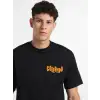 Erkek Baskılı Oversize T-shirt - Siyah