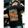 Erkek Baskılı Oversize T-shirt - Siyah