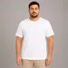 Erkek Battal Big Size Basic Tişört Bisiklet Yaka Rahat Kalıp T-Shirt - Beyaz