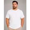 Erkek Battal Big Size Basic Tişört Bisiklet Yaka Rahat Kalıp T-Shirt - Beyaz