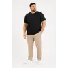 Erkek Battal Big Size Basic Tişört Bisiklet Yaka Rahat Kalıp T-Shirt - Siyah