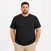 Erkek Battal Big Size Basic Tişört Bisiklet Yaka Rahat Kalıp T-Shirt - Siyah