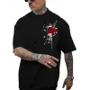 Erkek Bisiklet Yaka Kısa Kol Baskılı T-shirt - Siyah
