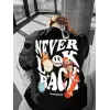 Erkek Bisiklet Yaka Kısa Kol Baskılı T-shirt - Siyah