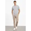 Erkek Bisiklet Yaka Tişört Regular Kalıp Basic Pamuklu Günlük Kullanım T-shirt - Gri
