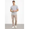 Erkek Bisiklet Yaka Tişört Regular Kalıp Basic Pamuklu Günlük Kullanım T-shirt - Gri