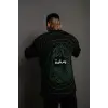 Erkek Bisiklet Yakalı Sırt Baskılı Oversize T-Shirt - Siyah