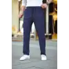 Erkek Cizgili Dokuma Krep Jogger Buggy Pantalon Rahat Kalıp - Lacivert