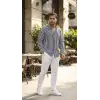 Erkek Dikey Çizgili Yarım Oversize Gömlek