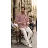 Erkek Dikey Çizgili Yarım Oversize Gömlek