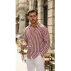 Erkek Dikey Çizgili Yarım Oversize Gömlek
