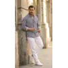 Erkek Dikey Çizgili Yarım Oversize Gömlek