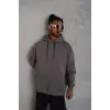 Erkek Düz Kapüşonlu Sweat - Gri