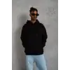 Erkek Düz Kapüşonlu Sweat - Siyah