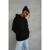 Erkek Düz Kapüşonlu Sweat - Siyah