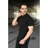Erkek Fitilli Bisiklet Yaka Kısa Kollu Tişört