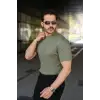 Erkek Fitilli Bisiklet Yaka Kısa Kollu Tişört