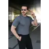 Erkek Fitilli Bisiklet Yaka Kısa Kollu Tişört