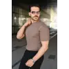 Erkek Fitilli Bisiklet Yaka Kısa Kollu Tişört